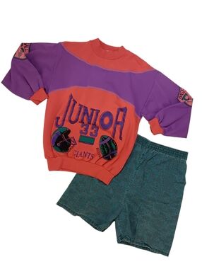 90s Cowboys Giants Redskins Football Sweater and Colorblock Shorts - 10/12